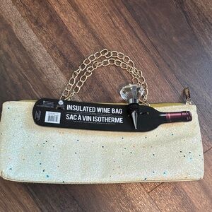 Gold Glitter Insulated Wine Bag with Wine Stopper